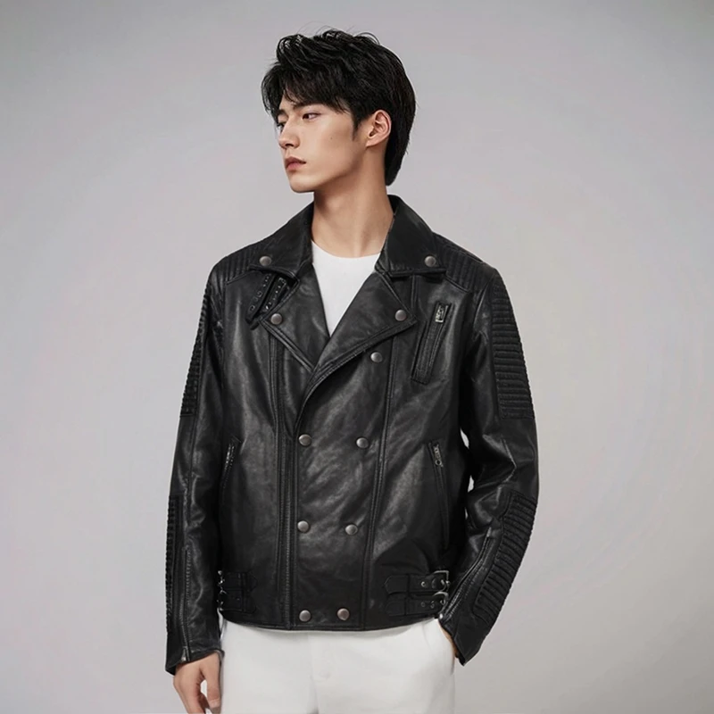 MCS修身版立领机车美式休闲做旧真皮皮衣男士外套冬款CW20WJ765M