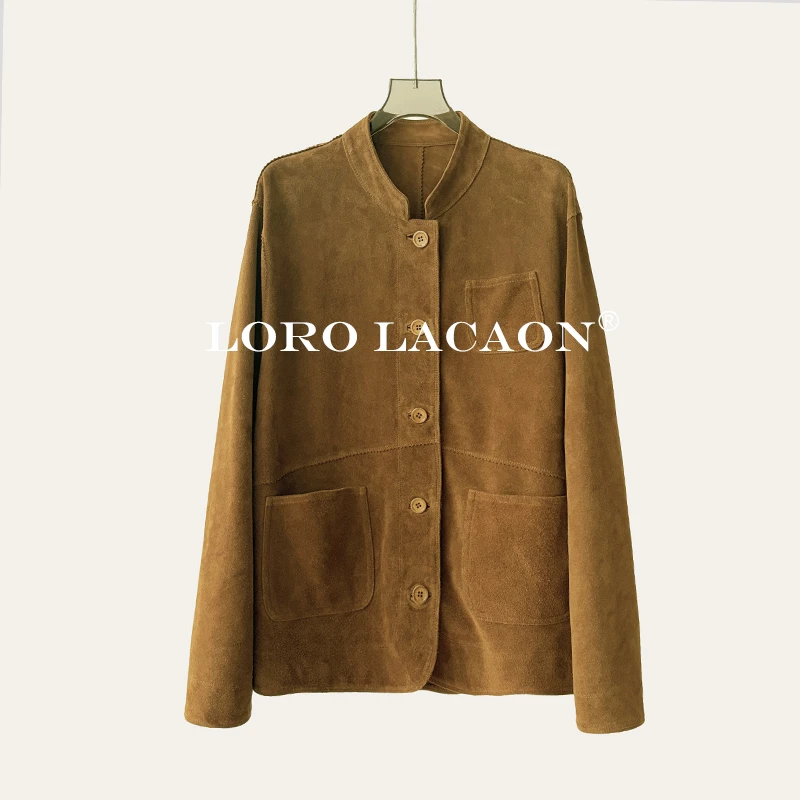 以赛亚 缎面裂痕 2025年老钱风双面穿绒面牛皮复古真皮皮衣25151