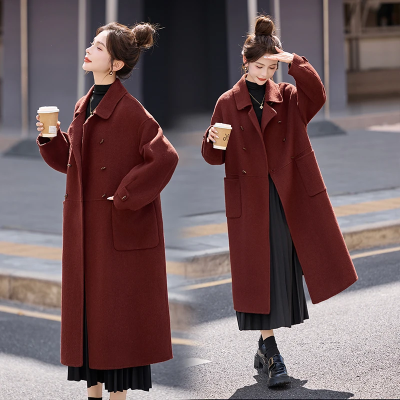经典气质绵羊毛双面呢大衣2025年冬季新款长款外套上衣百搭女装
