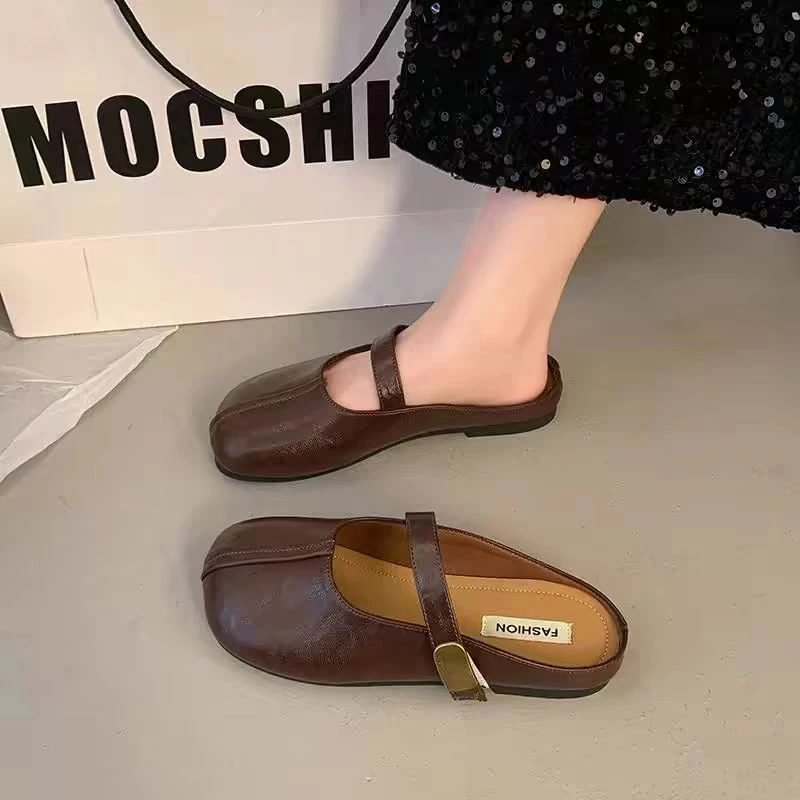 软底平底单鞋女新款春夏季玛丽珍法式晚风一字带豆豆鞋 231