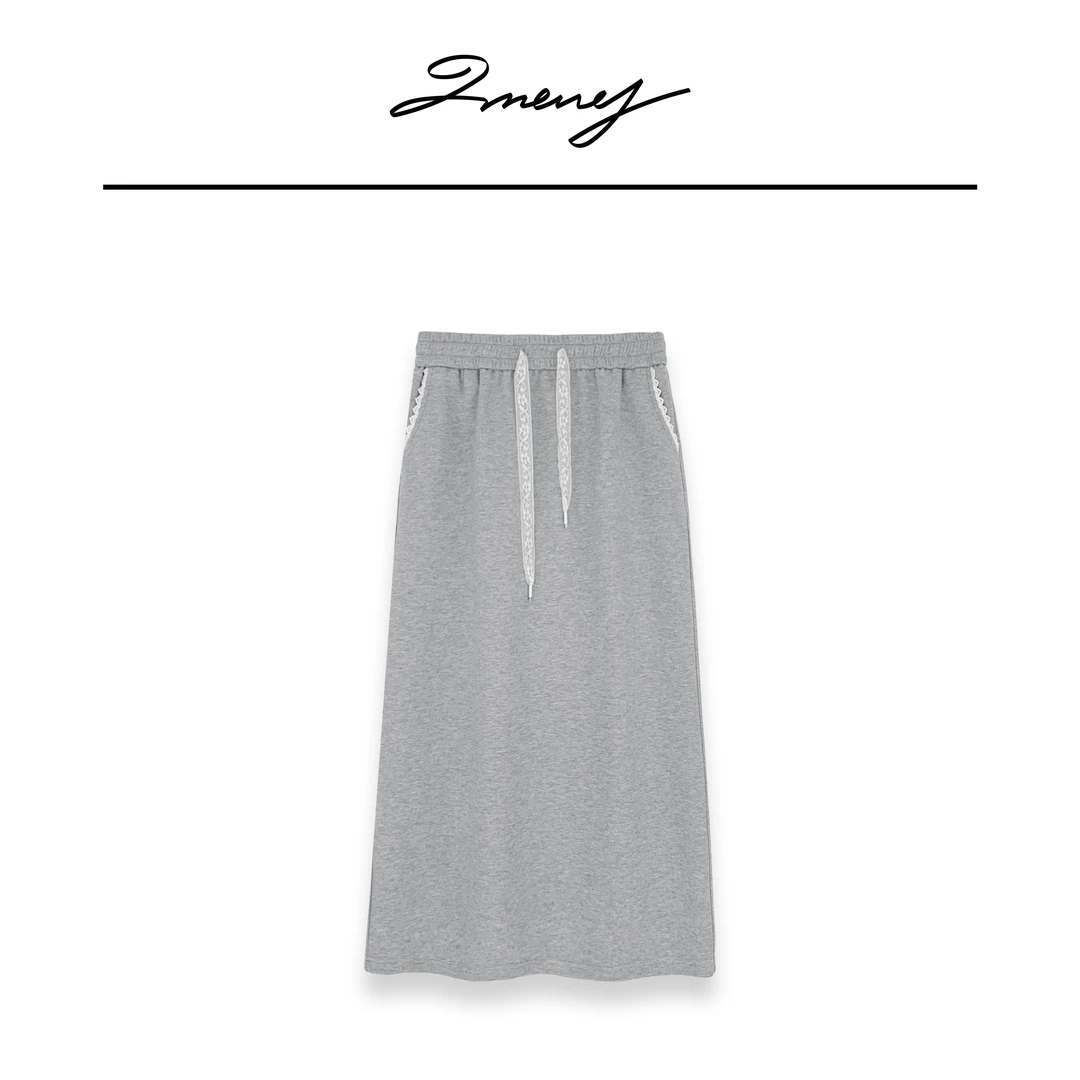 LMENY摇曳春日~蕾丝拼接下摆减龄休闲抽带半身裙25AQ008