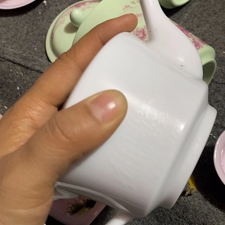 摆件陶纯色水果茶壶方一点的那款