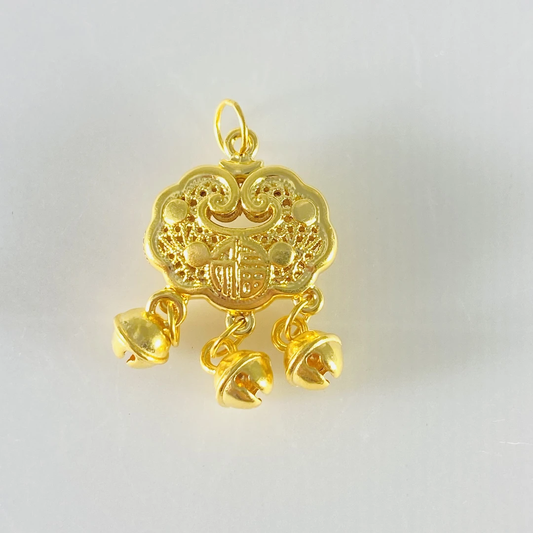 足金999 黄金福字锁包吊坠 网红锁S