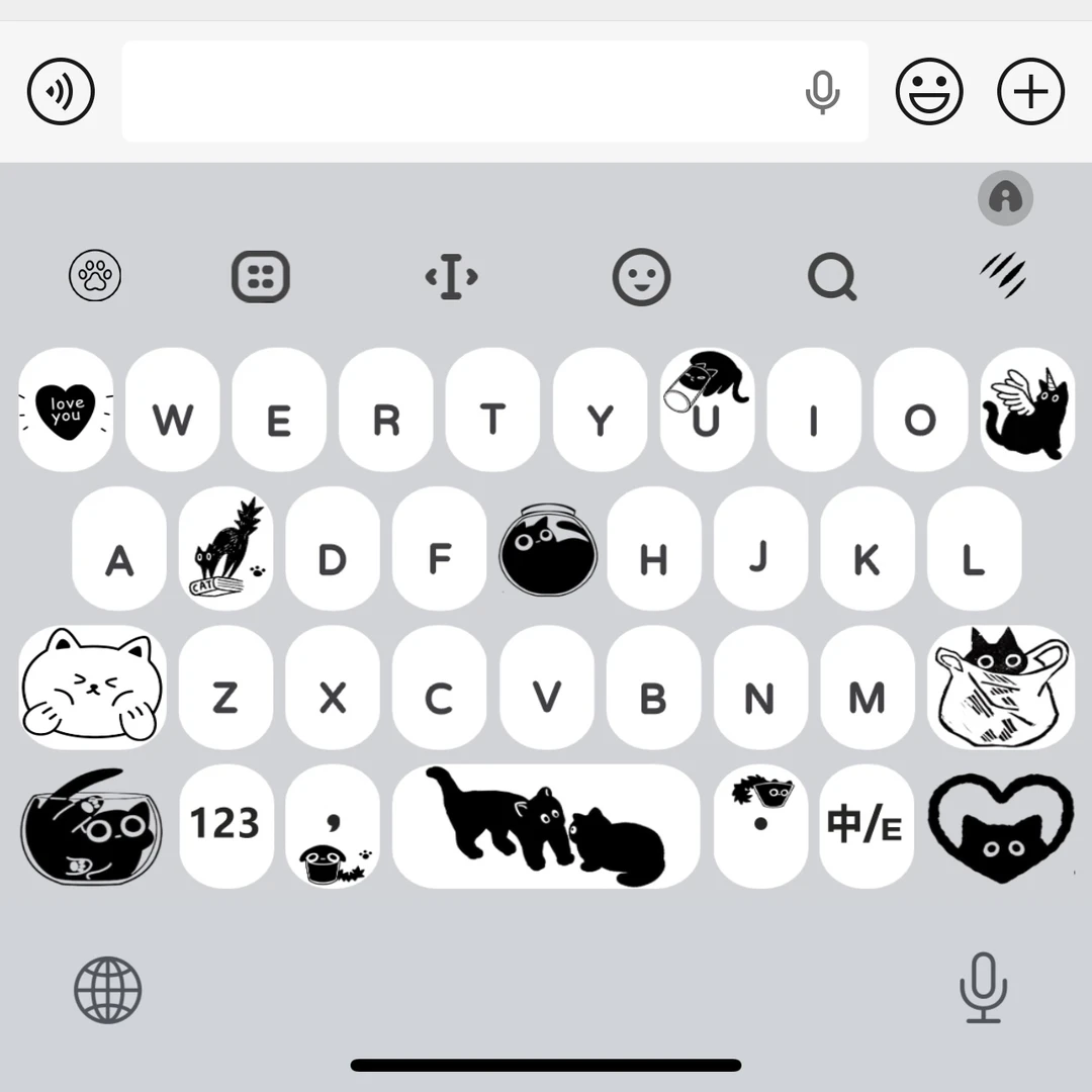 黑猫降临/ios苹果安卓百度输入法皮肤键盘白肚皮双系统双色