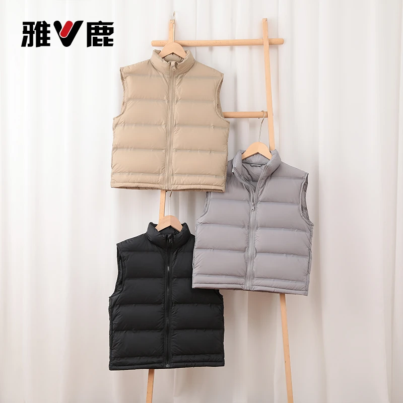 雅鹿2025儿童羽绒马甲男中大童女韩版简约冬新款高外穿保暖轻羽绒