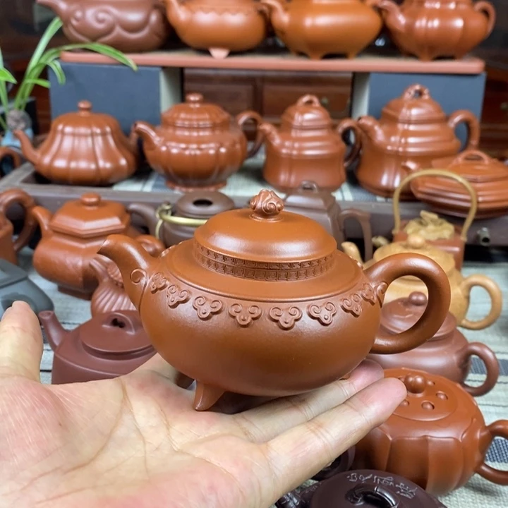 紫砂茶壶云肩如意200-230cc原矿赵庄朱泥特价