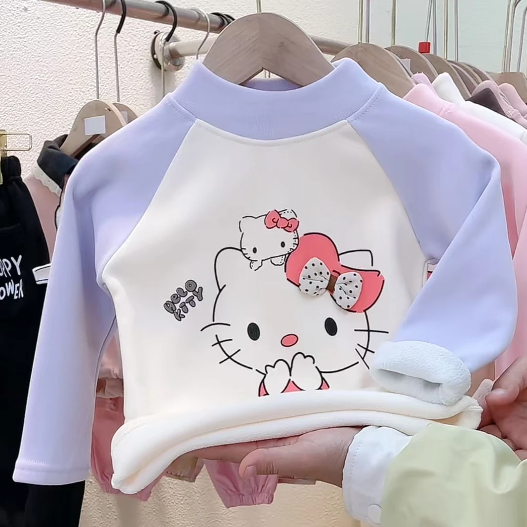 女童加绒打底衫秋冬款2025新款儿童宝宝半高领长袖内搭厚冬装上衣