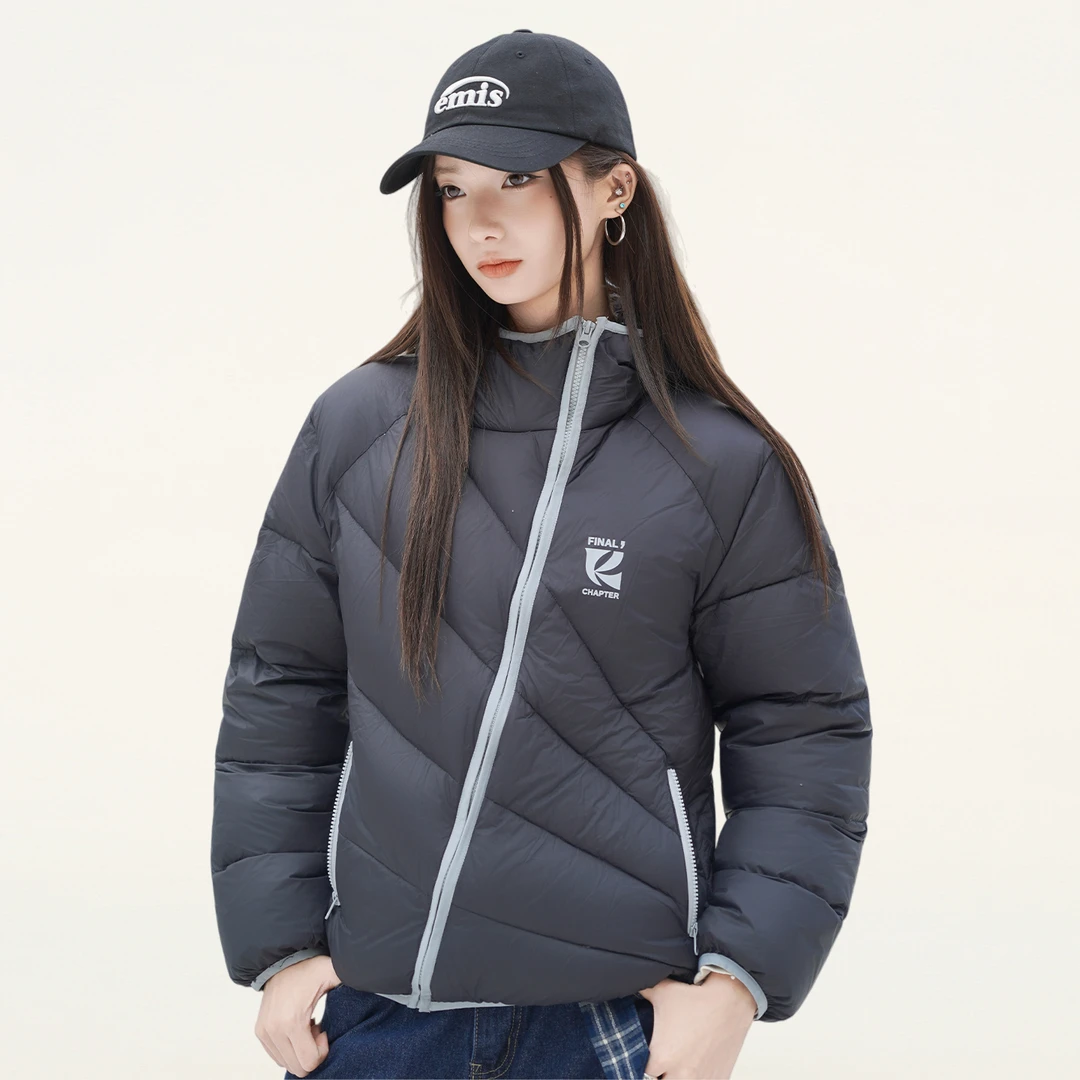 RickyIsClownRIC 云朵围脖连帽蓬松羽绒服男女同款情侣装加厚外套