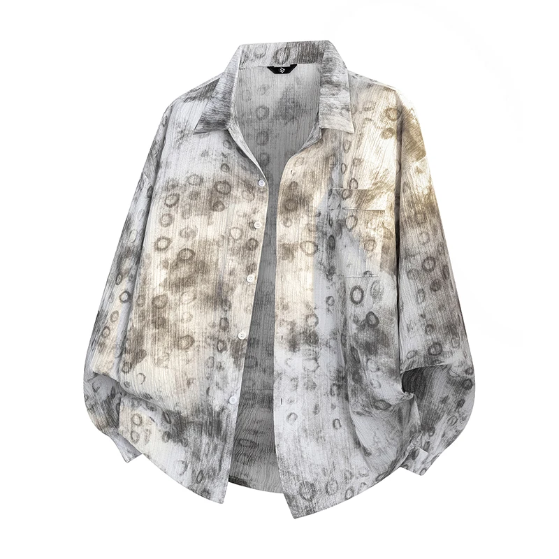 MTVO秋季时尚肌理感长袖韩系衬衫外套男休闲迷彩日常百搭上衣潮流