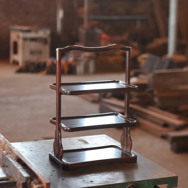 大红酸枝（交趾黄檀）食格多功能多功能家用创意三层壶架