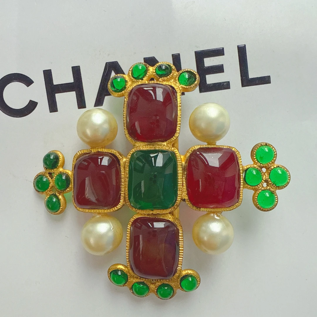 95新 Chanel/香奈儿 Chanel vintage香奈儿中古琉璃胸针
