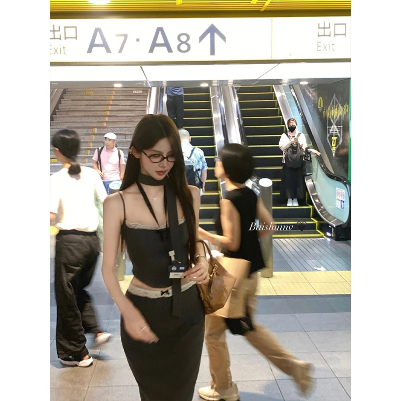 白水女 麻辣教师 吊带背心女西装半身裙套装 B40742992 B40743340