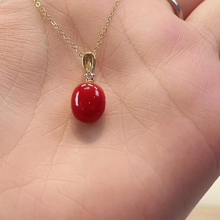 天然宝石红珊瑚吊坠