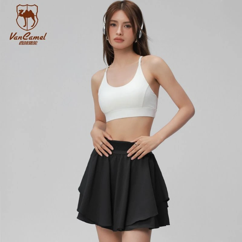 【红豆专属X】VANCAMEL/西域骆驼瑜伽运动假两件百褶裙TA-WDK3138