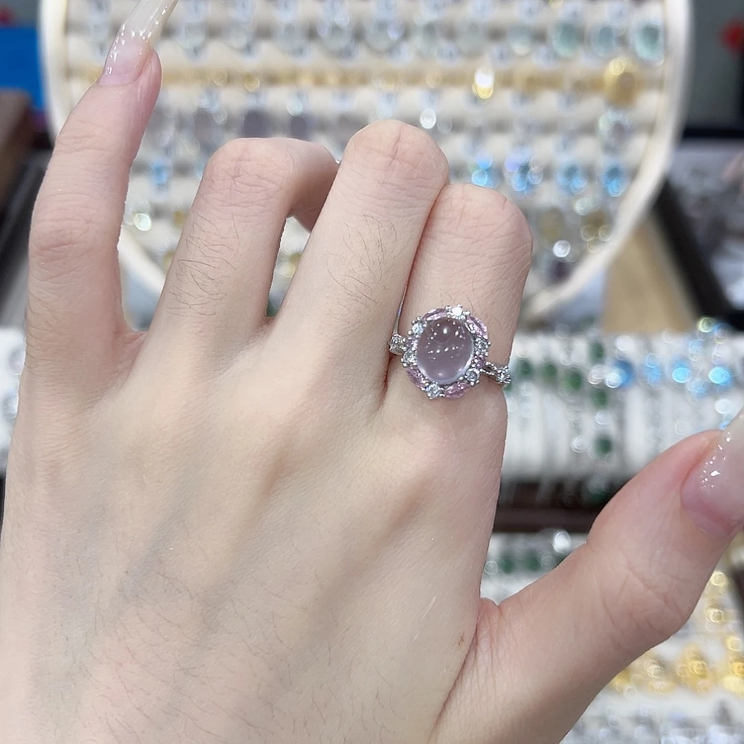 烟晶银S925镶嵌戒指萤石