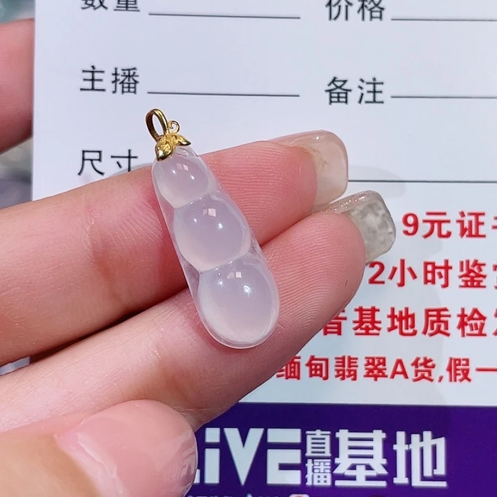 翡翠18K金镶嵌颈饰豆