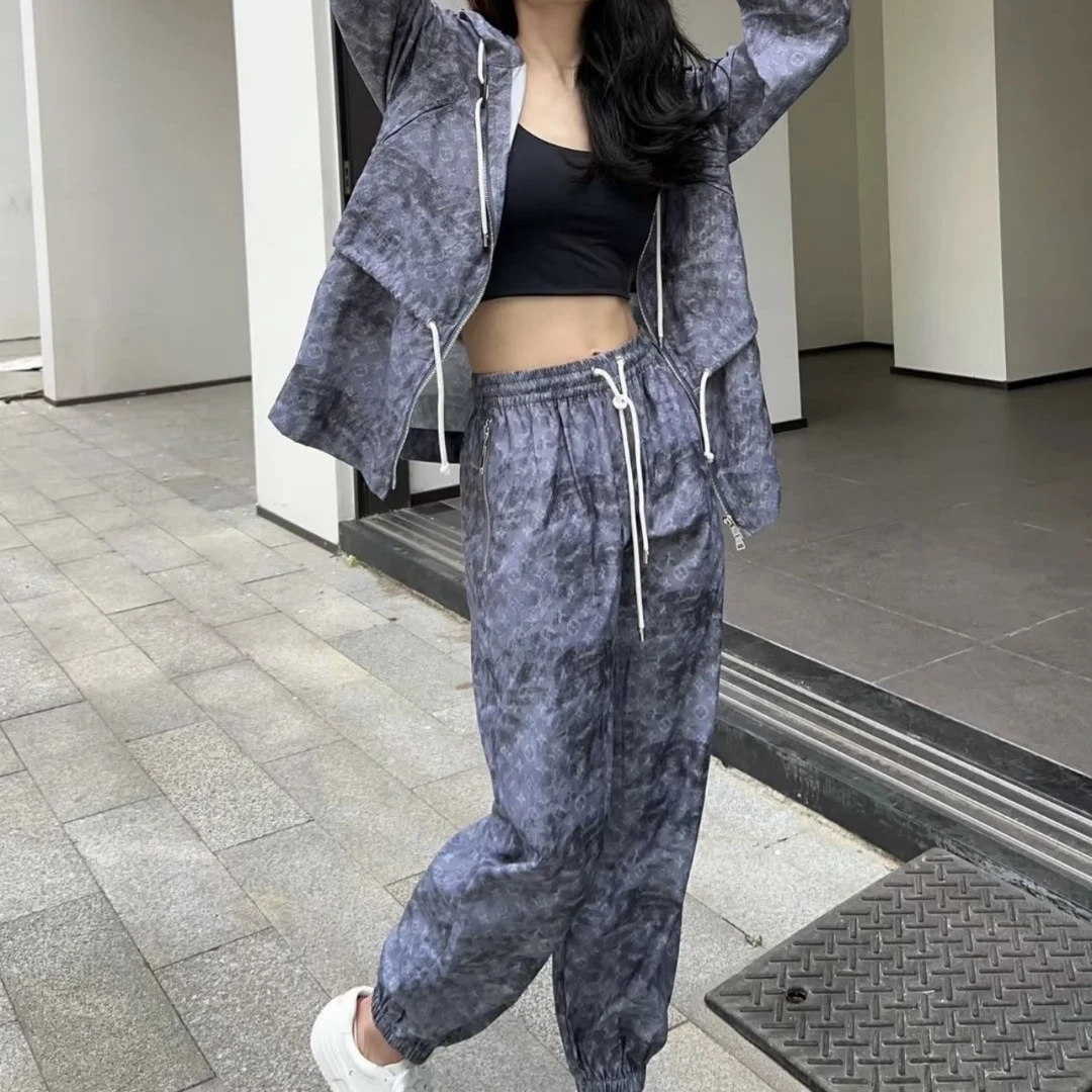 99新 LouisVuitton/路易威登 1a016 桑蚕丝老花渲染logo长裤 42码