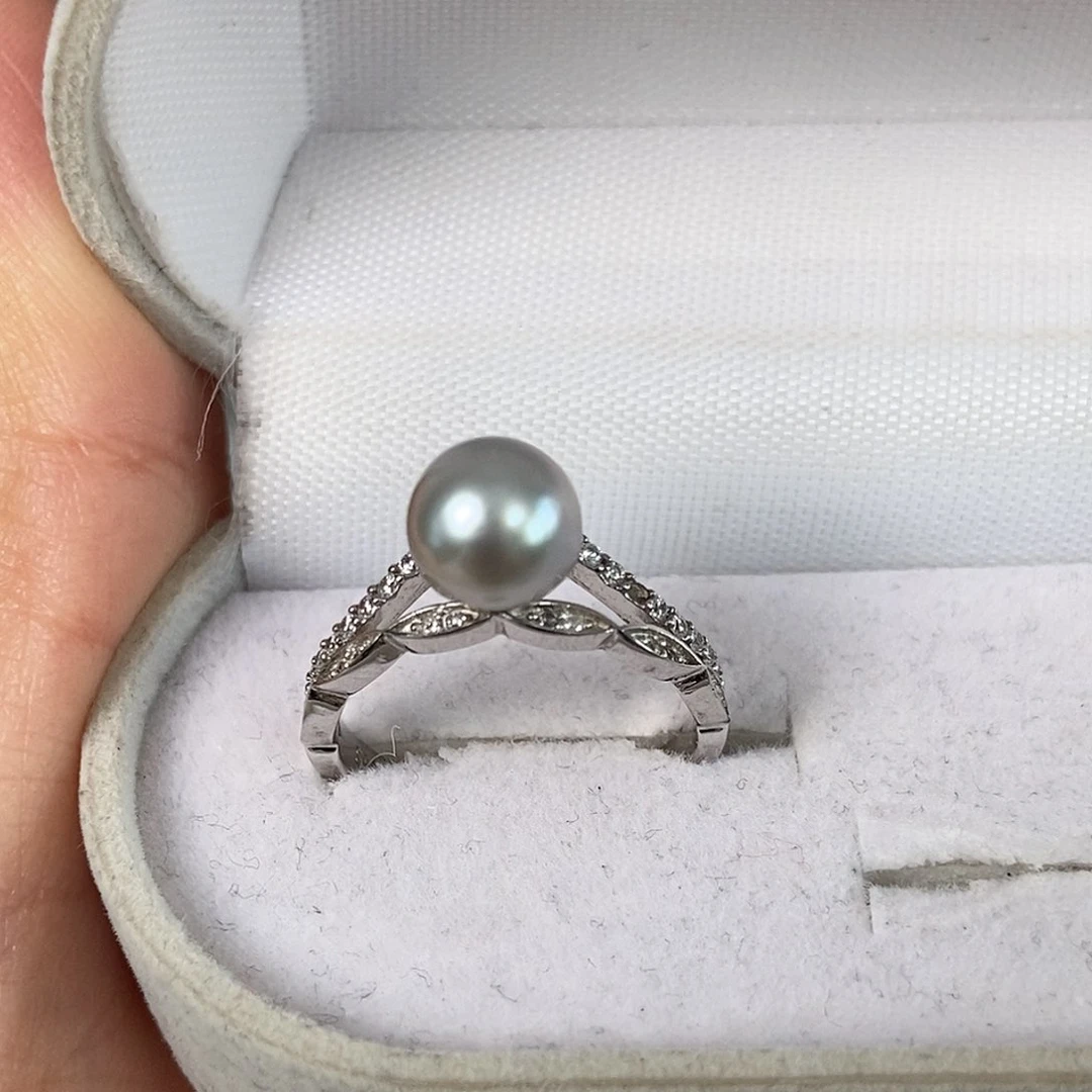 海水珍珠戒指银S925镶嵌