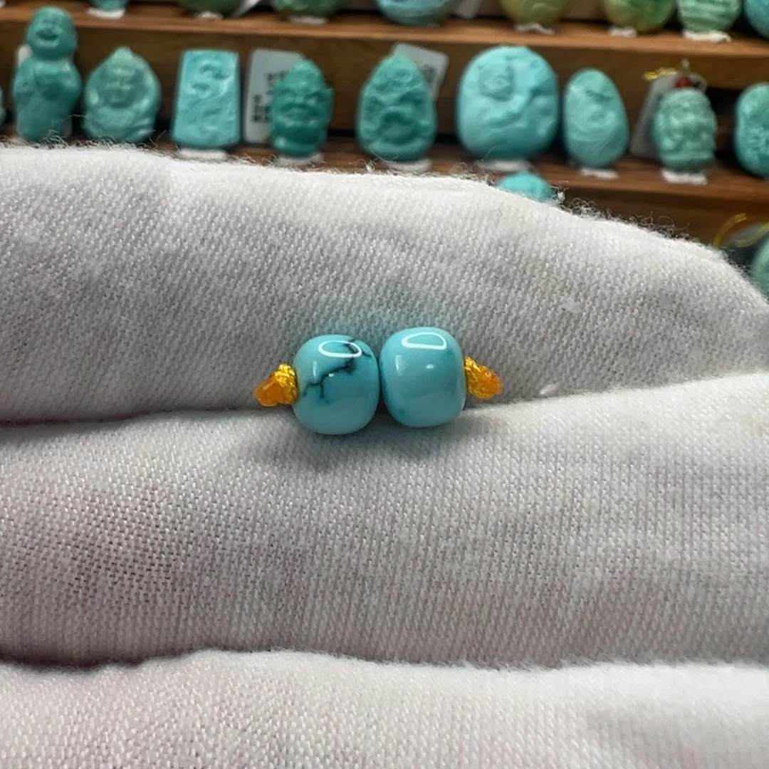绿松石未镶嵌老型对珠 6.5mm