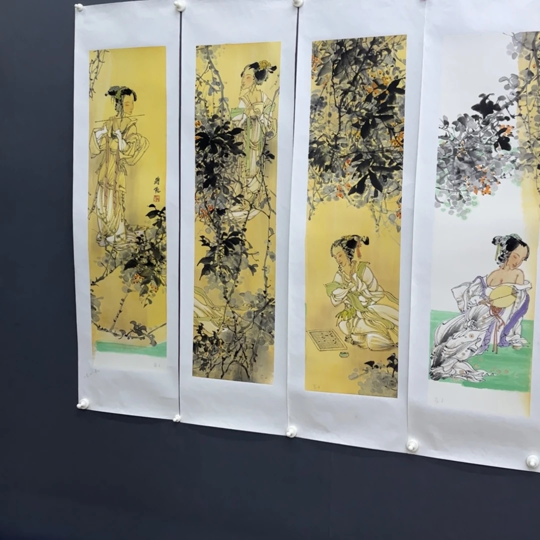 窝***蝶国画蒋凯四条屏艺