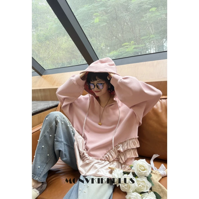 MoNvKiKiPlus2“月亮船”大码微胖空气层丝绒公主风连帽卫衣#1809