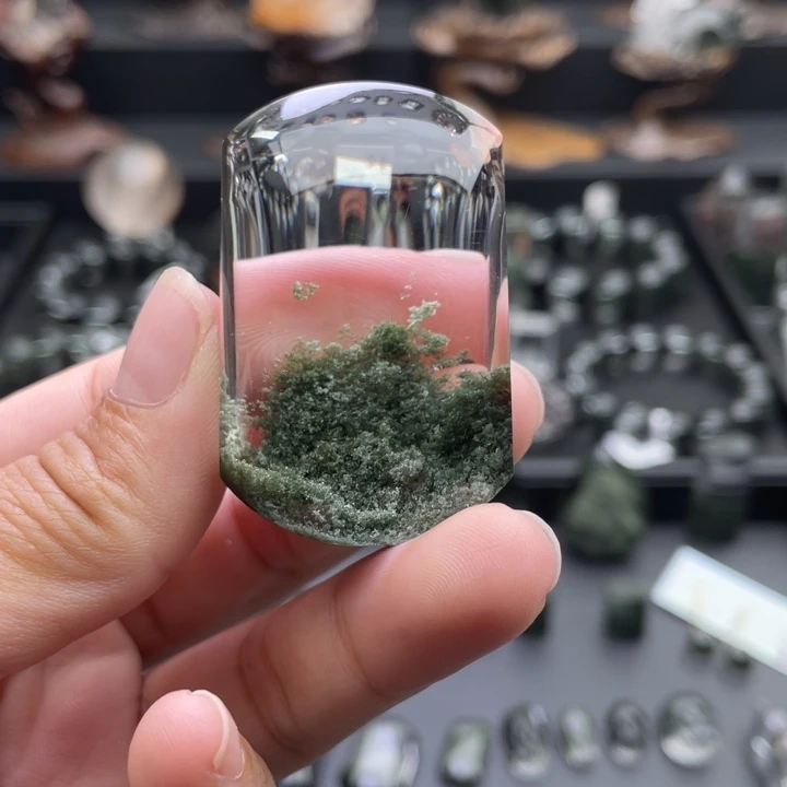 简***哥水晶颈饰未镶嵌绿幽灵吊坠打孔定制不退换
