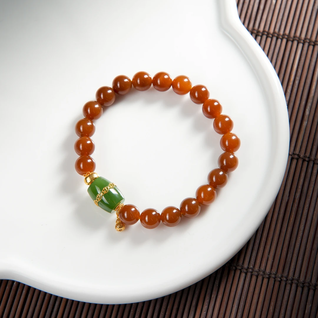 博姐臻选·自洽丨和田玉老红糖18K金典藏级手串约8mm*S6510