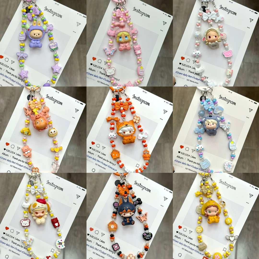 合金系列萌粒串珠手机链正版泡泡玛特Zsiga挂件钥匙扣包包链