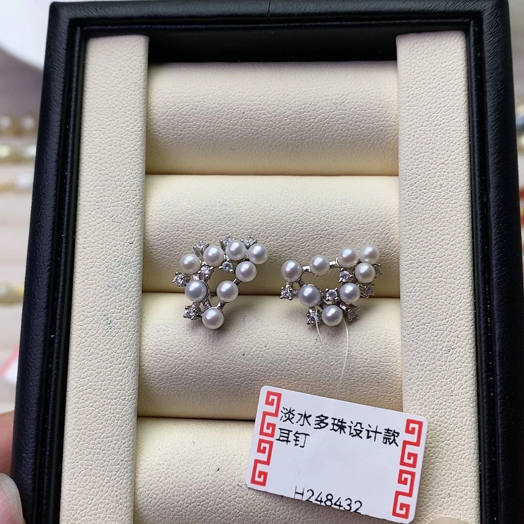 淡水珍珠耳饰银S925镶嵌