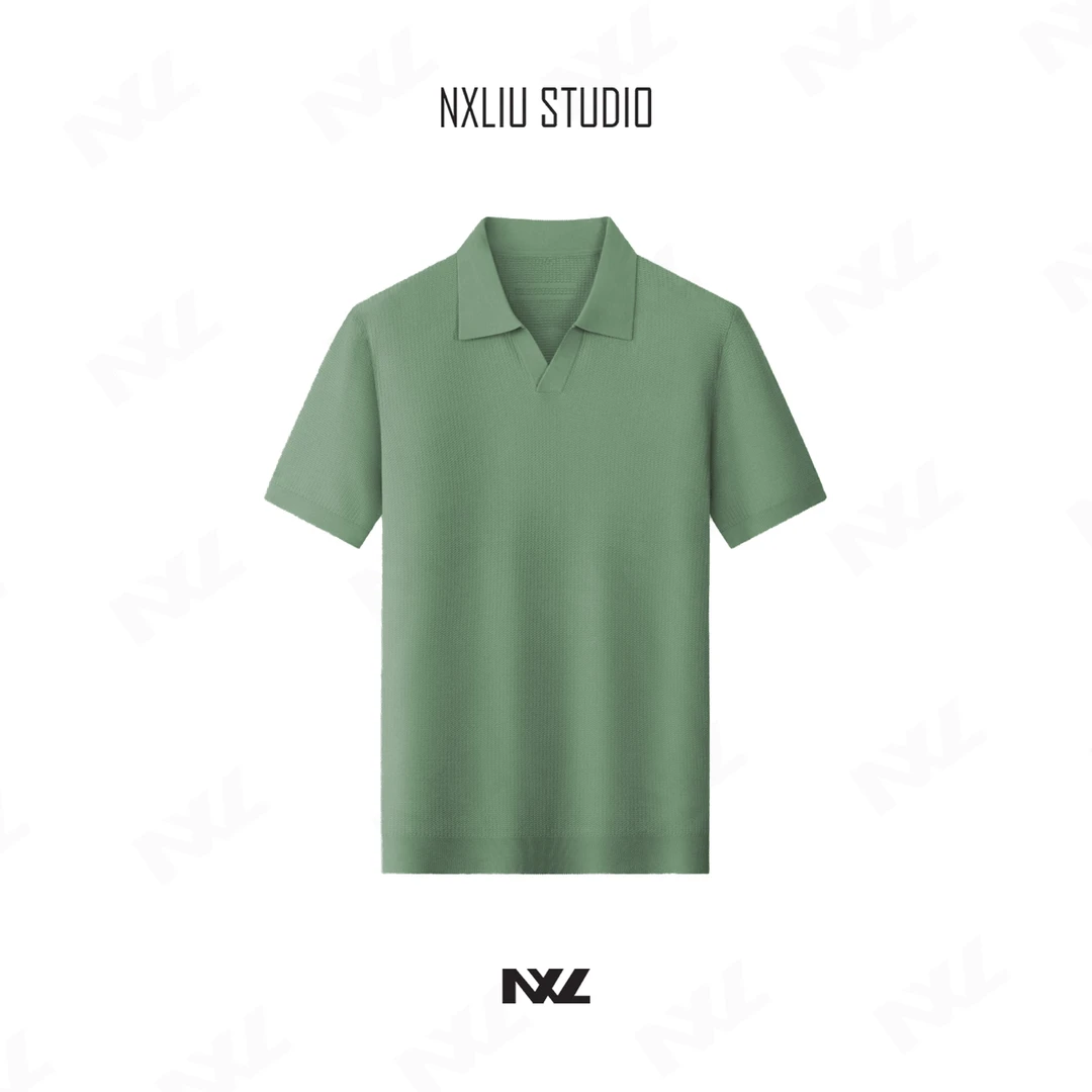 NX 【简约风】夏季纯色男生休闲极简桑蚕丝POLO衫25M822