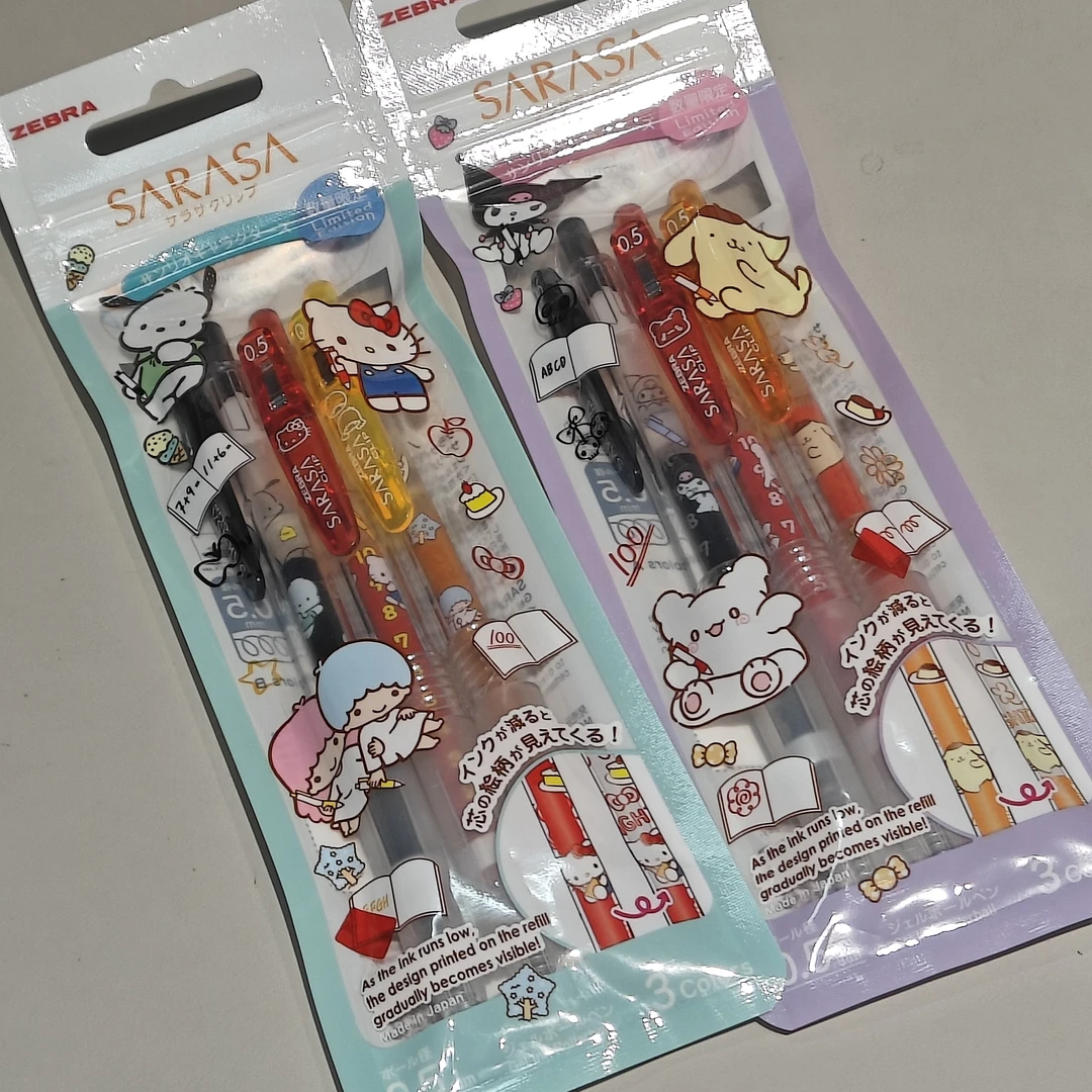 【一套】JJ29三丽鸥联名0.5mm彩色黑色中性笔可水性笔套装透明杆