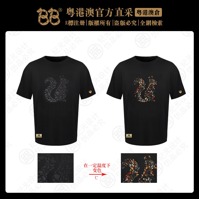 BB 【花栗鼠 100%纯棉】温变工艺款新款短袖T恤 BB2538