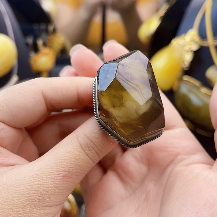 琥珀银S925镶嵌裸石