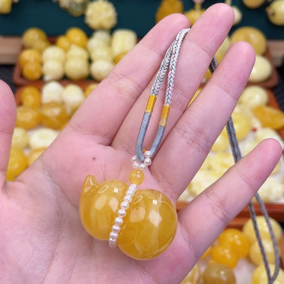 蜜蜡未镶嵌毛衣链蜜蜡