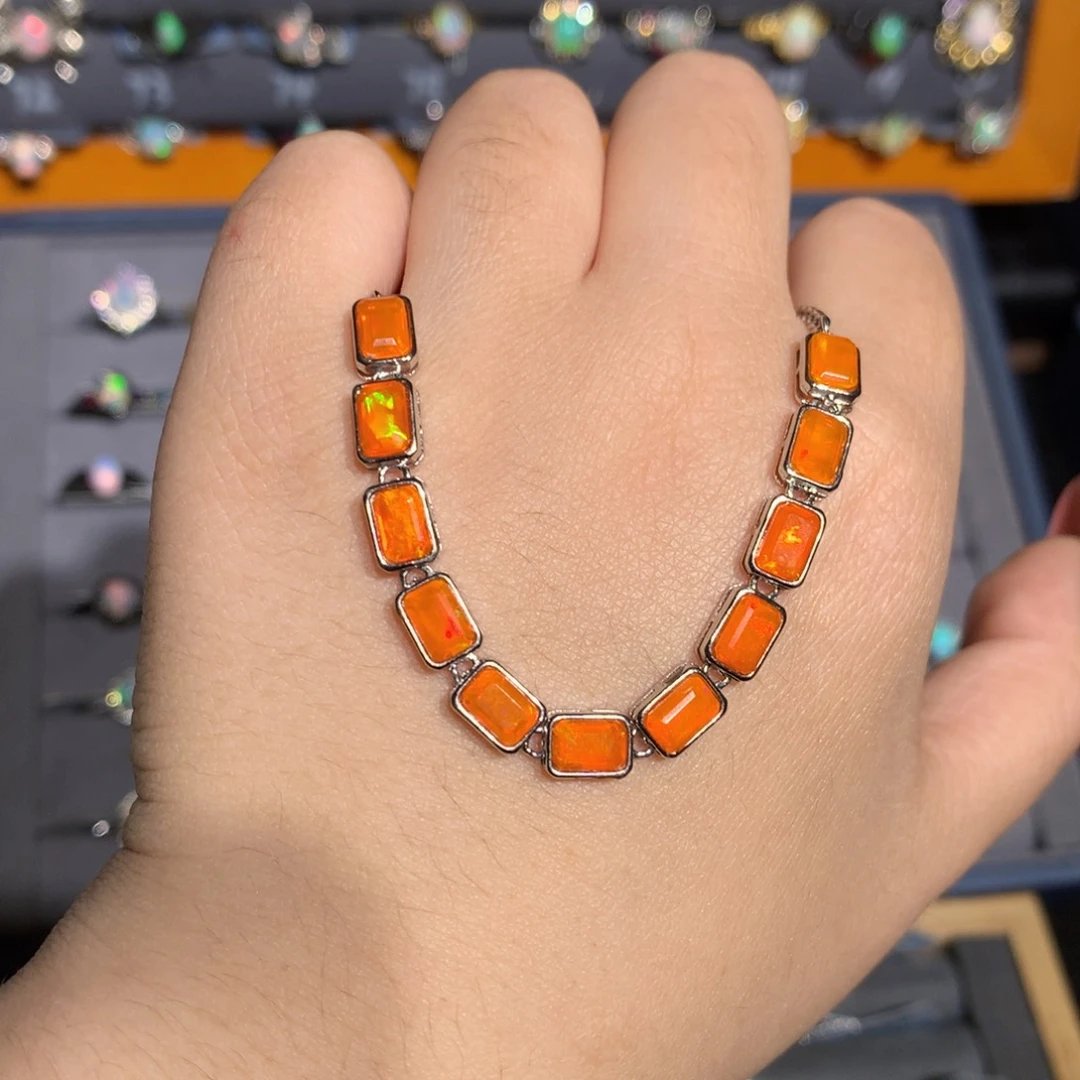 银S925镶嵌欧泊欧泊手链l