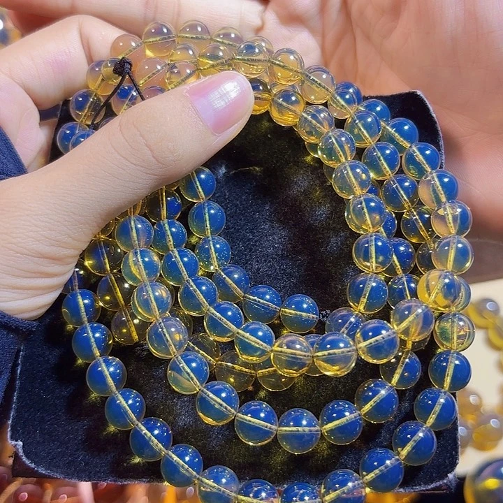 未镶嵌蓝珀珠宝奇石墨西哥蓝珀佛珠8