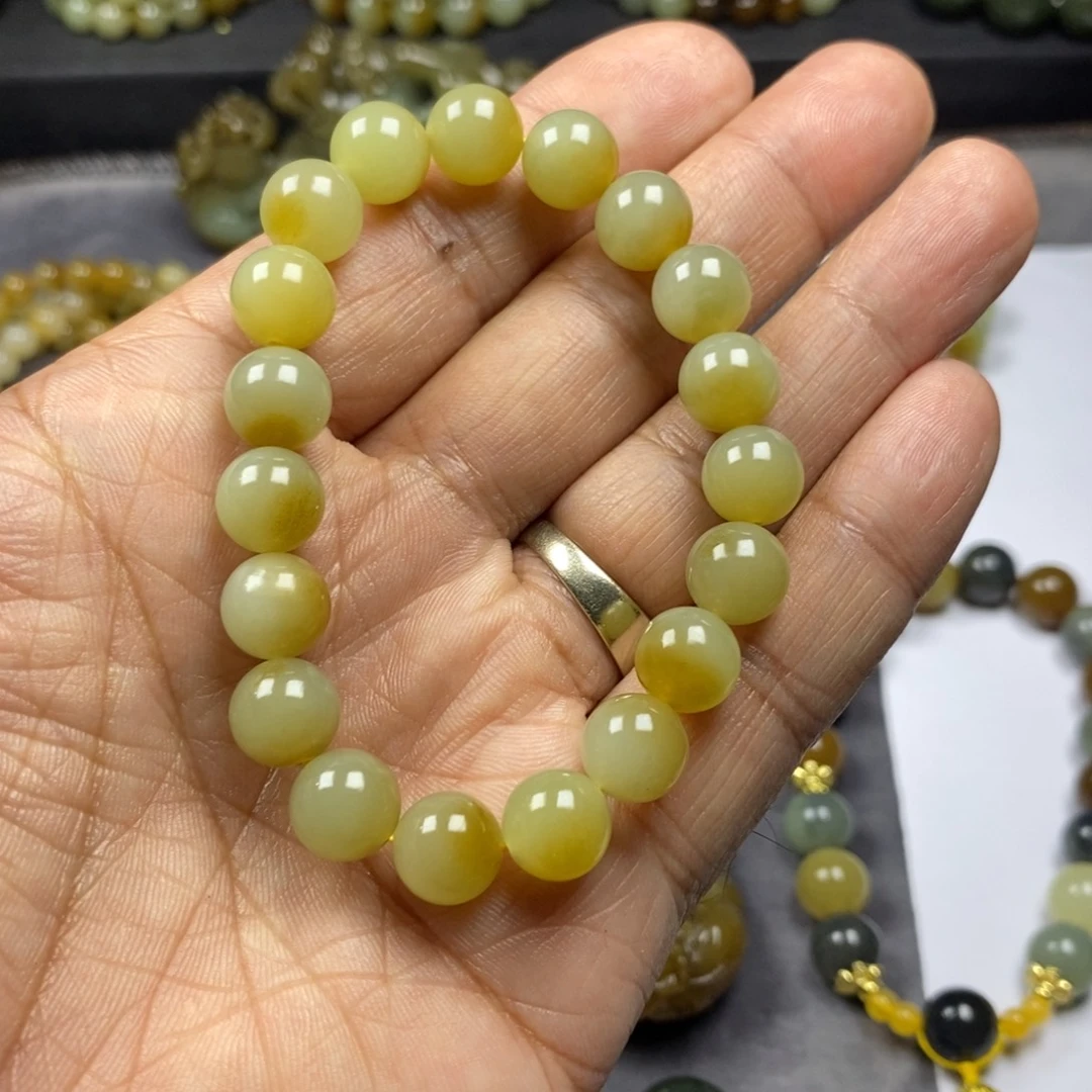 她***，和田玉未镶嵌手串