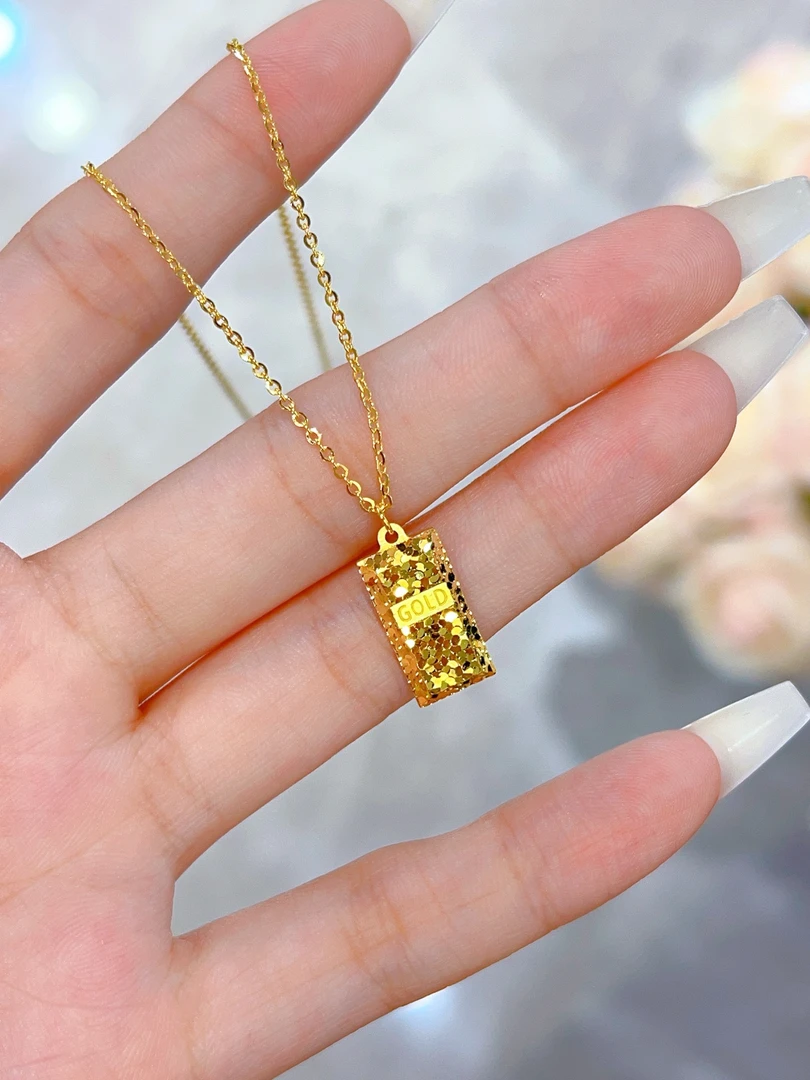 水贝5G足金999黄金碎冰暴富小金砖套链黄金按克卖