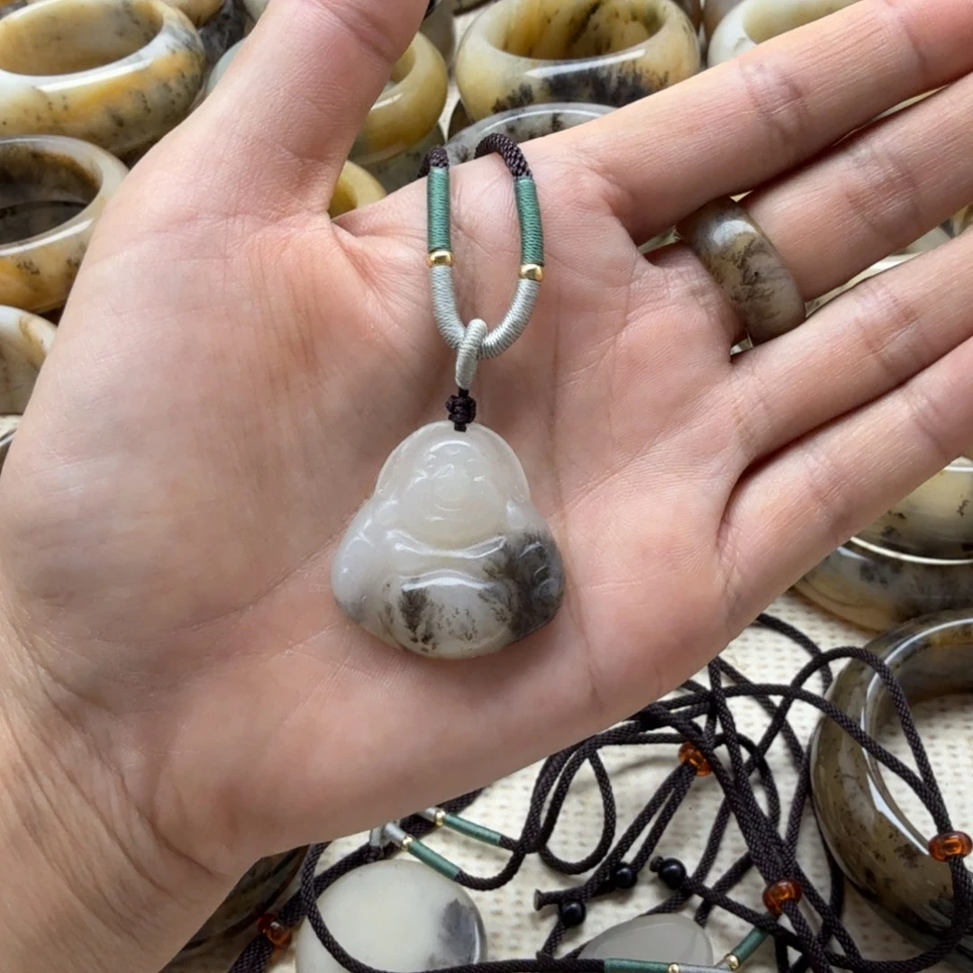 石英质玉未镶嵌手镯佛公吊坠158米