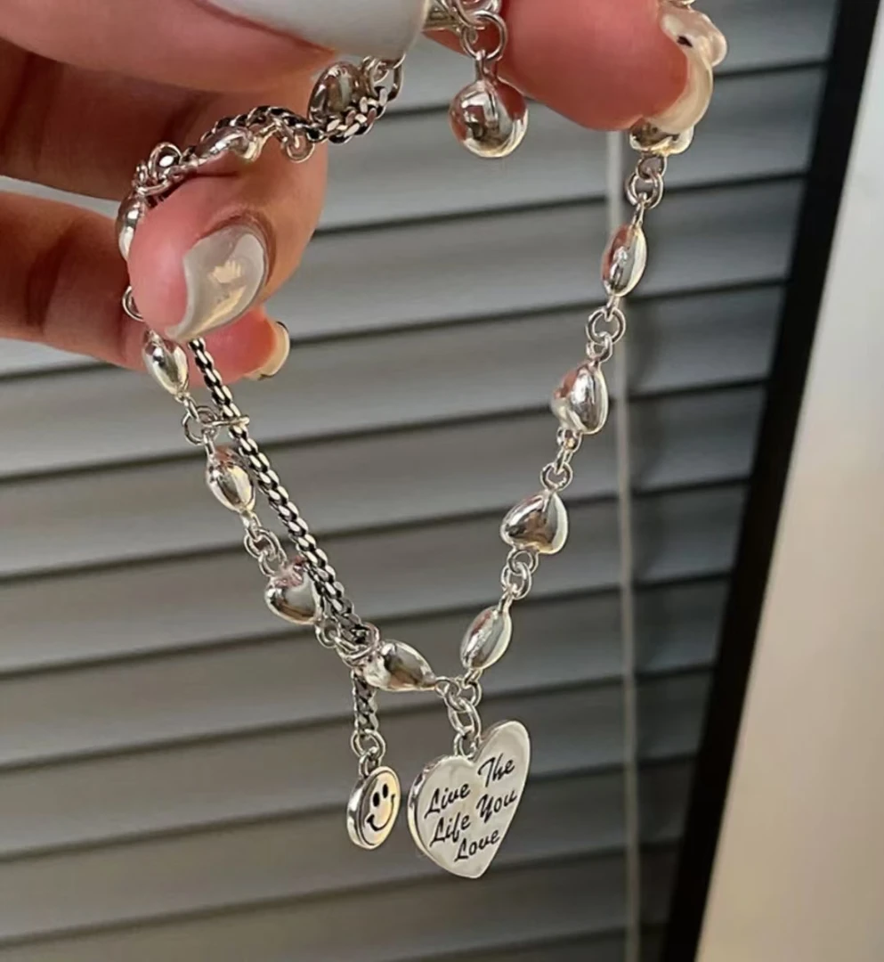 银制品  36号 爱心笑脸手链