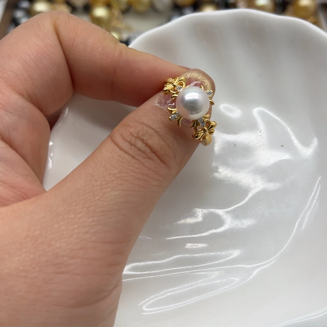 银S925镶嵌海水珍珠戒指