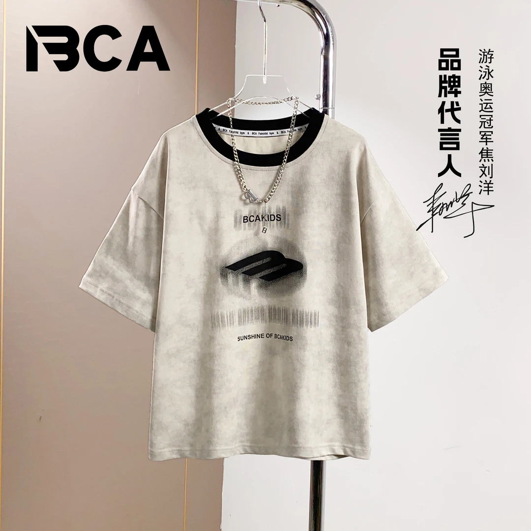 BCA【冠军代言】中大童青少年夏季休闲时尚短袖DF- T恤3468