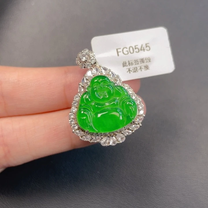 翡翠银S925镶嵌吊坠(不含链)