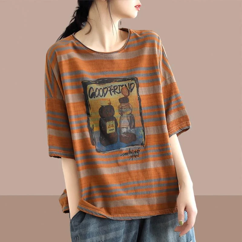 大码女装2025夏女装新款女士含棉短袖t恤胖mm遮肚子藏肉显瘦体恤