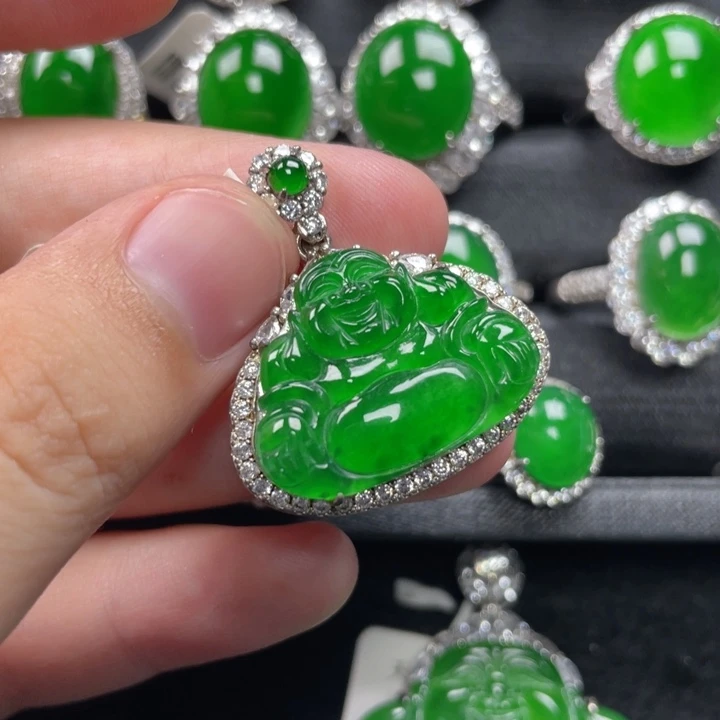 翡翠银S925镶嵌颈饰吊坠