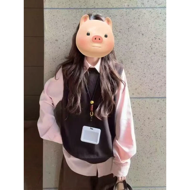 三件套INS风马甲时尚套装衬衫学院风日式休闲风阔腿裤韩系慵懒风