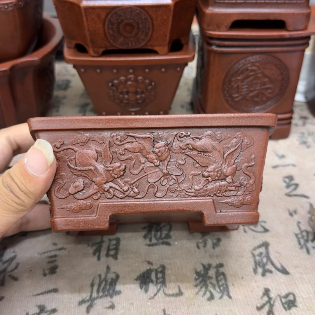 紫砂花盆13.5x9.5x5.5内经紫砂花盆