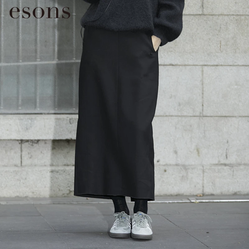 esons/爱城市直筒后开衩日常通勤长裙35845080