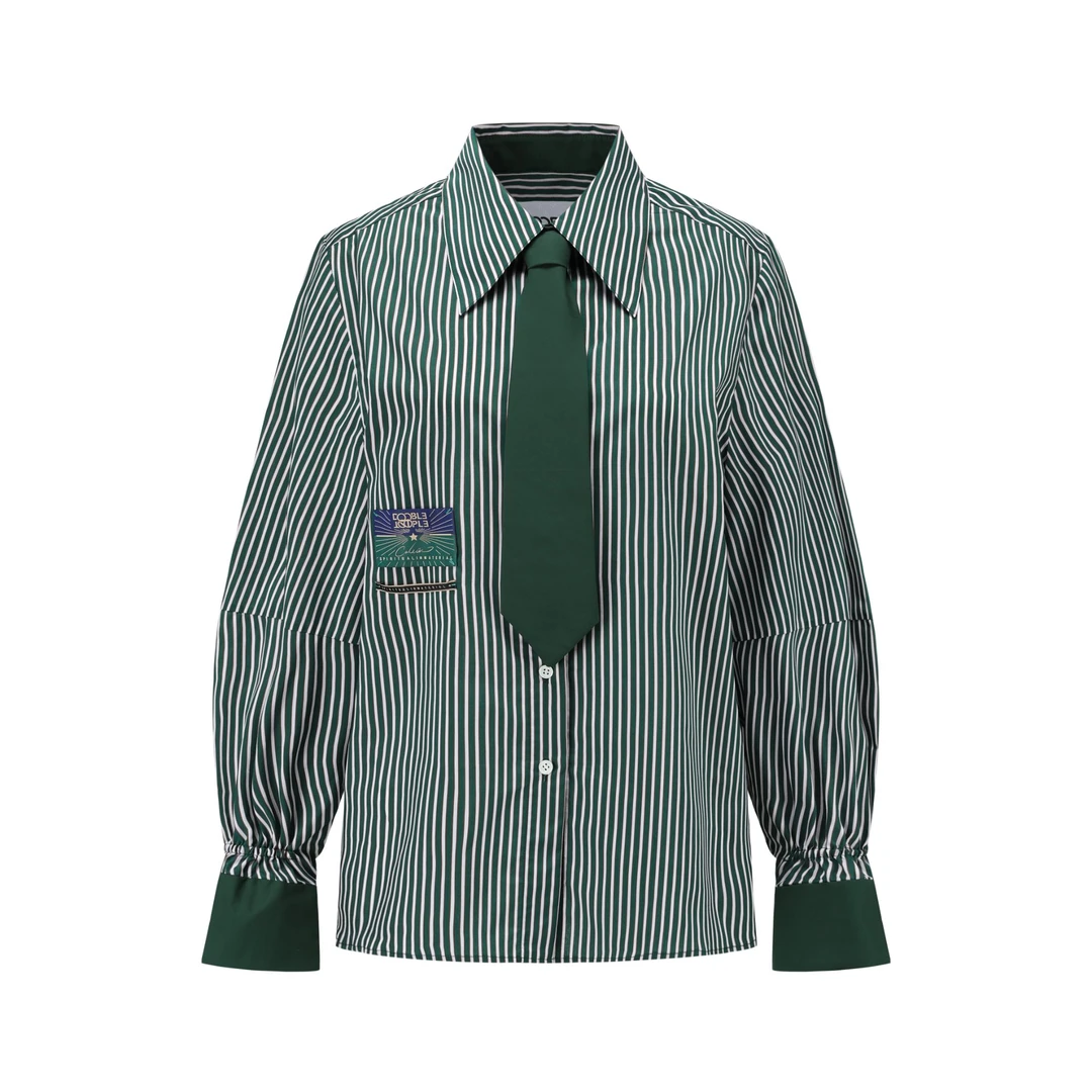 【顾文婷推荐】YOUWEI有尾25 DT条纹拼色领带衬衫 DT1625209