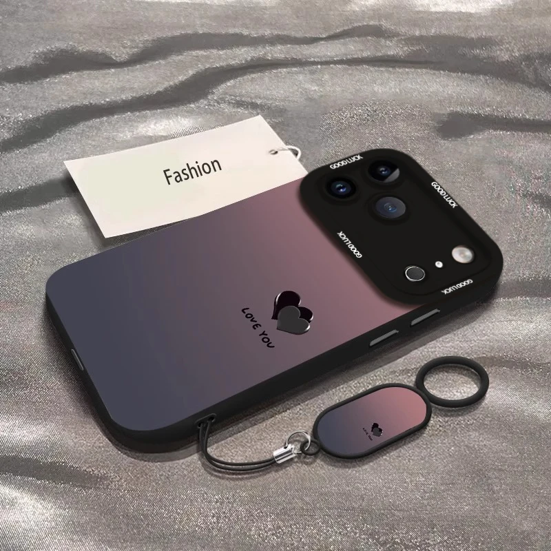 渐变爱心适用于苹果17promax手机壳苹果16pro全包防摔15pro保护套